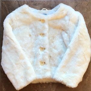 Baby Gap off white faux fur coat